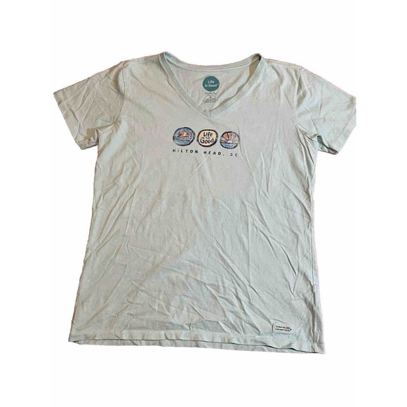 Life Is Good Medium Crusher V Neck Tee Hilton Head Island, SC - Picture 2 of 6